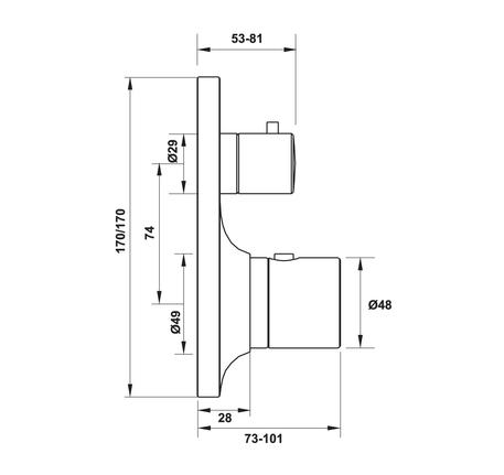 Bộ trộn âm 2 đường nước Axor Massaud có điều nhiệt 589.25.514